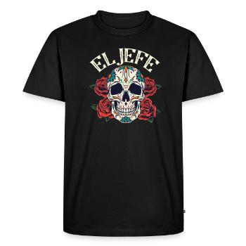 Dia De Los Muertos chef patron tête de mort Mexique - T-shirt Premium bio Homme - noir - Devant - Nico (187cm)