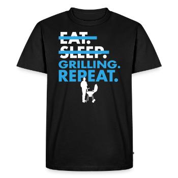 Unique Eat Sleep Grilling Repeat T Shirt - Men's Premium Organic T-Shirt - black - Front - Nico (187cm)
