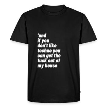 Techno Party DJ festival edm musique cadeau - T-shirt Premium bio Homme - noir - Devant - Nico (187cm)