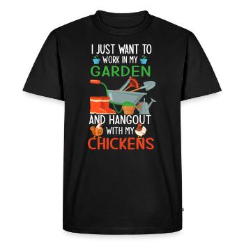 Poulets de jardin de poulets jardiniers amateurs cadeau - T-shirt Premium bio Homme - noir - Devant - Nico (187cm)