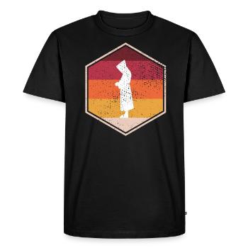 Retro Monk Hexagon Design - T-shirt Premium bio Homme - noir - Devant - Nico (187cm)
