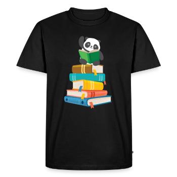 Panda ours ours panda livres Amour Cadeau - T-shirt Premium bio Homme - noir - Devant - Nico (187cm)