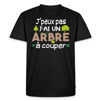 Bûcheron Forestier élagueur métier Forêt bois - T-shirt Premium bio Homme - noir - Devant - Nico (187cm)