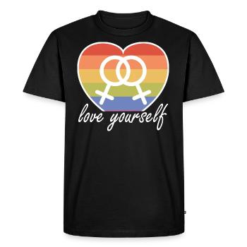 Love Yourself LGBT Drapeau Homosexualité Lesbienne - T-shirt Premium bio Homme - noir - Devant - Nico (187cm)