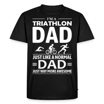 Swim Bike Run Triathlon Triathlète Papa Fête des pères - T-shirt Premium bio Homme - noir - Devant - Nico (187cm)