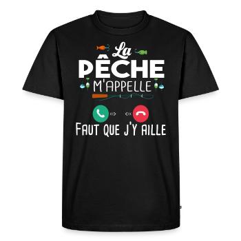 Pêche Pêcheur Poisson Cadeau T-shirt Humour Papa - T-shirt Premium bio Homme - noir - Devant - Nico (187cm)