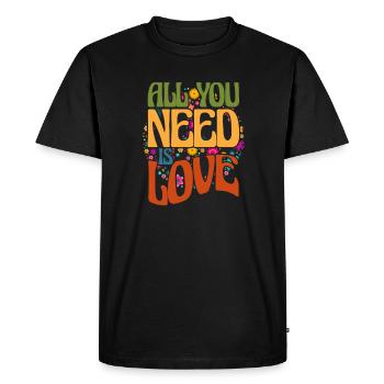 70s Retro Flower Power Vintage Gift - Men's Premium Organic T-Shirt - black - Front - Nico (187cm)