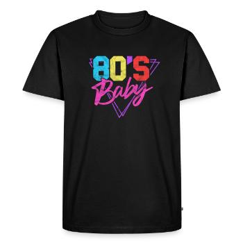 80s - Men's Premium Organic T-Shirt - black - Front - Nico (187cm)