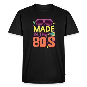 80s - Men's Premium Organic T-Shirt - black - Front - Nico (187cm)
