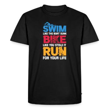 Triathlon Triathlète Sportif Cadeau - T-shirt Premium bio Homme - noir - Devant - Nico (187cm)