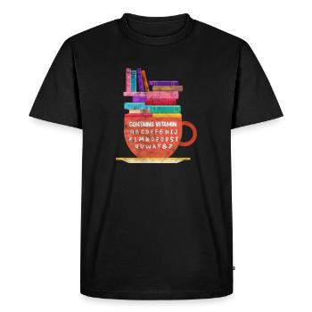 Lire - T-shirt Premium bio Homme - noir - Devant - Nico (187cm)
