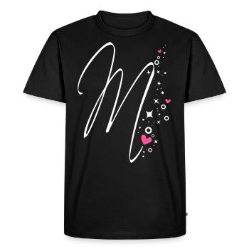 Paillettes lettre M Monogramme M Initiale M Coeur - T-shirt Premium bio Homme - noir - Devant - Nico (187cm)