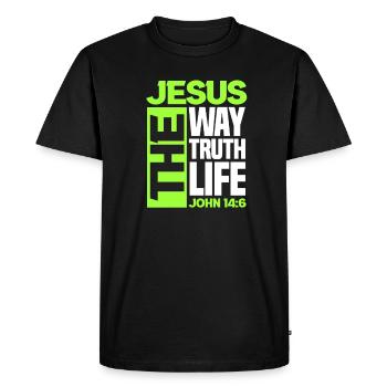 Jésus-Christ Christ Religion chrétienne Don - T-shirt Premium bio Homme - noir - Devant - Nico (187cm)