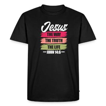 Jésus-Christ Christ Religion chrétienne Don - T-shirt Premium bio Homme - noir - Devant - Nico (187cm)
