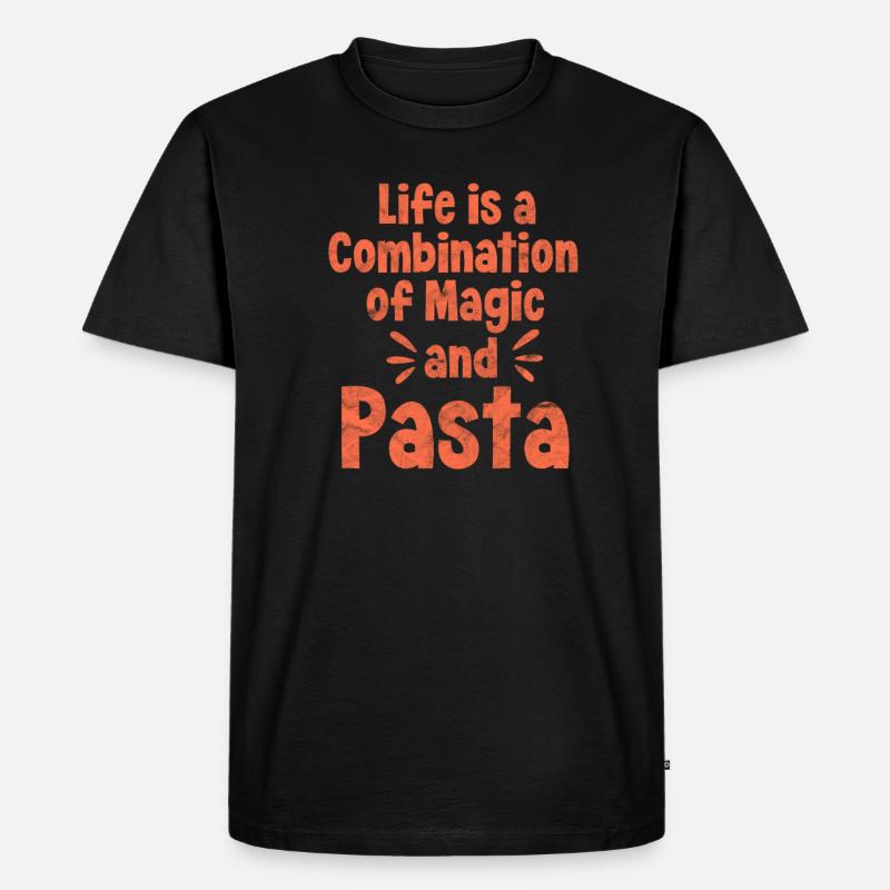 Pasta - Männer Premium Bio T-Shirt - Schwarz