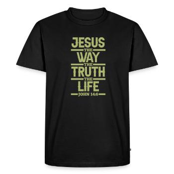 Jésus-Christ Christ Religion chrétienne Don - T-shirt Premium bio Homme - noir - Devant - Nico (187cm)
