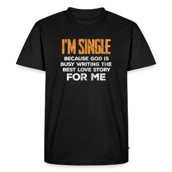 Célibataire - T-shirt Premium bio Homme - noir - Devant - Nico (187cm)