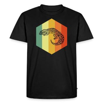 GECKO Retro Gekko Shirt - Men's Premium Organic T-Shirt - black - Front - Nico (187cm)