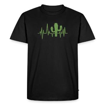 Cactus heartbeat - Men's Premium Organic T-Shirt - black - Front - Nico (187cm)