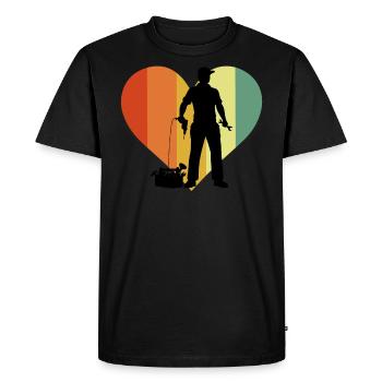Cœur de technicien rétro - T-shirt Premium bio Homme - noir - Devant - Nico (187cm)