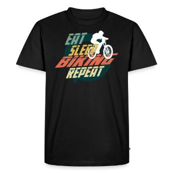 MANGER DORMIR VÉLO RÉPÉTER - T-shirt Premium bio Homme - noir - Devant - Nico (187cm)