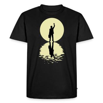 Le vendeur et la lune - T-shirt Premium bio Homme - noir - Devant - Nico (187cm)