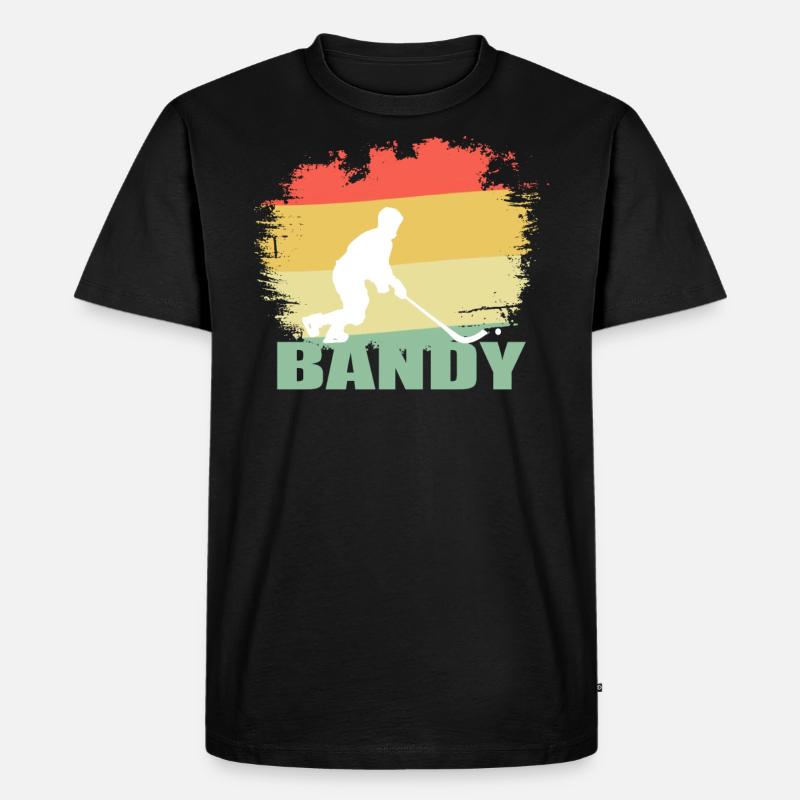 Retro Bandy Tshirt - Männer Premium Bio T-Shirt - Schwarz