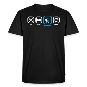Eat Sleep Fishing T-Shirt - Men's Premium Organic T-Shirt - black - Front - Nico (187cm)