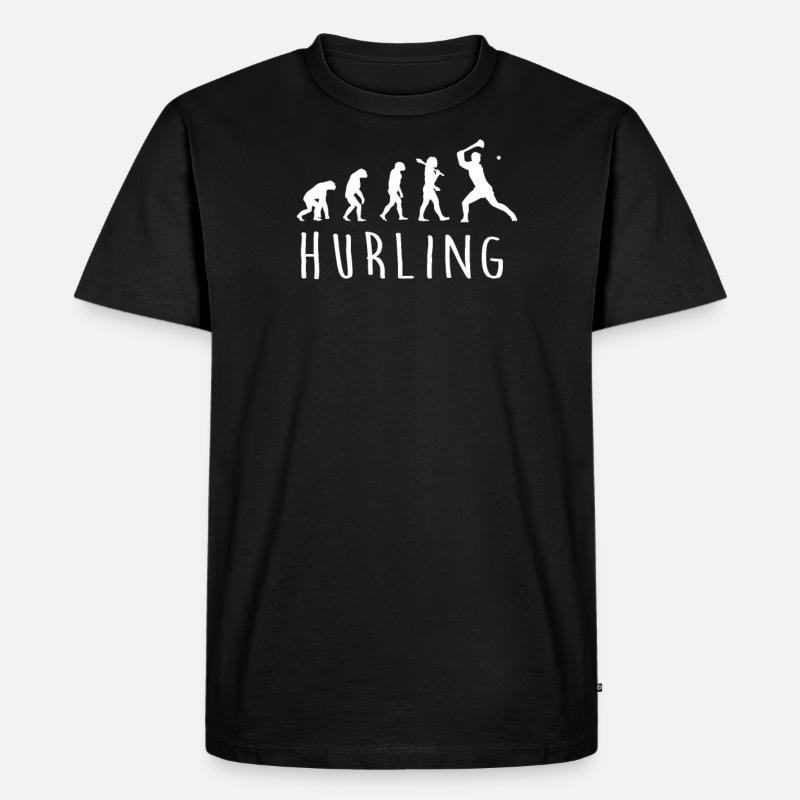 Hurling Evolution - Männer Premium Bio T-Shirt - Schwarz