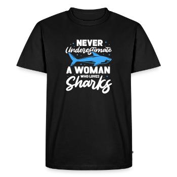 Shark Woman - Men's Premium Organic T-Shirt - black - Front - Nico (187cm)