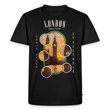 London England UK City Skyline Streetwear - Men's Premium Organic T-Shirt - black - Front - Nico (187cm)