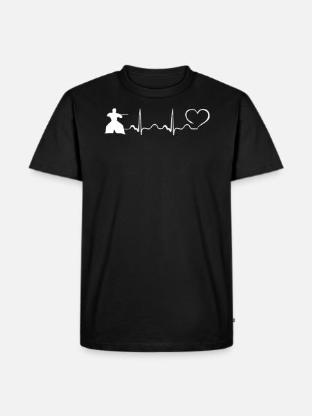 Aikido Heartbeat Ekg AIKIDO DESIGN - Männer Premium Bio T-Shirt - Schwarz