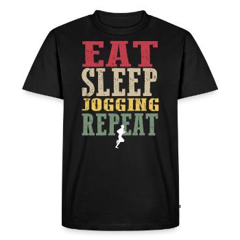 Vintage Jogging Shirt - Men's Premium Organic T-Shirt - black - Front - Nico (187cm)