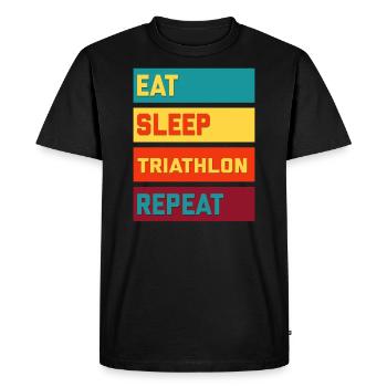 Eat Sleep Triathlon Repeat Retro Edition - Men's Premium Organic T-Shirt - black - Front - Nico (187cm)