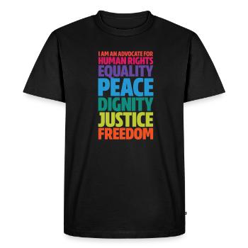 Droits de l’homme - T-shirt Premium bio Homme - noir - Devant - Nico (187cm)