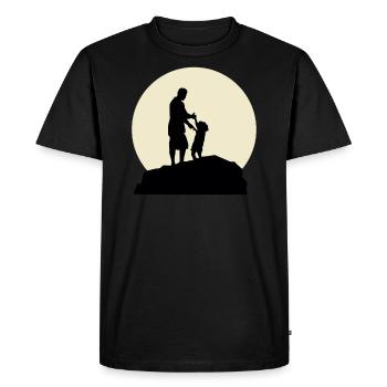 Cool Papa And Moon Design - Men's Premium Organic T-Shirt - black - Front - Nico (187cm)
