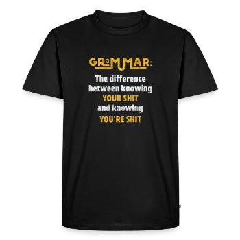 Grammar Teacher - Men's Premium Organic T-Shirt - black - Front - Nico (187cm)