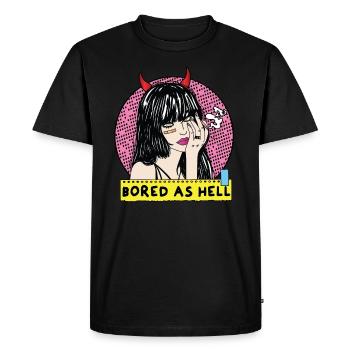 POP-ART Bored As Hell ARTWORK, Devil Frau 80s - Men's Premium Organic T-Shirt - black - Front - Nico (187cm)