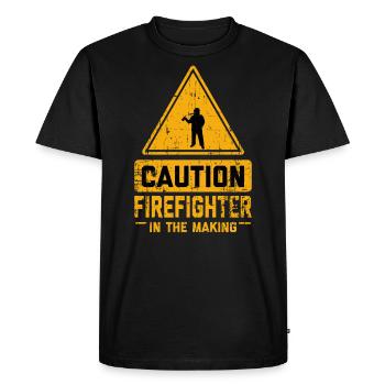 ATTENTION Pompier en devenir - T-shirt Premium bio Homme - noir - Devant - Nico (187cm)