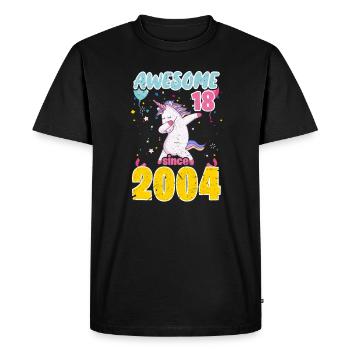Licorne du 18e anniversaire - T-shirt Premium bio Homme - noir - Devant - Nico (187cm)
