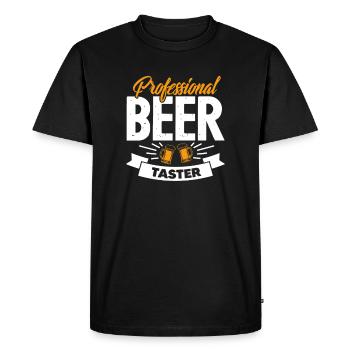Bière - T-shirt Premium bio Homme - noir - Devant - Nico (187cm)