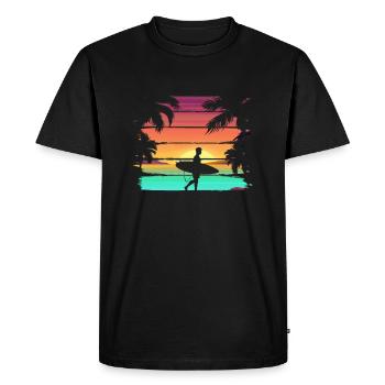 Plage - T-shirt Premium bio Homme - noir - Devant - Nico (187cm)