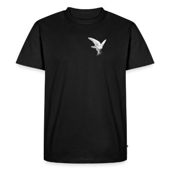Dispersion de la poche de la petite colombe blanche de la paix - T-shirt Premium bio Homme - noir - Devant - Nico (187cm)