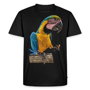 L’ara bleu et jaune - T-shirt Premium bio Homme - noir - Devant - Nico (187cm)