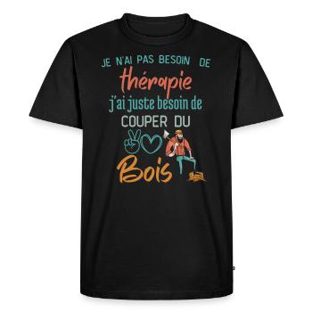 Thérapie Couper du bois - T-shirt Premium bio Homme - noir - Devant - Nico (187cm)