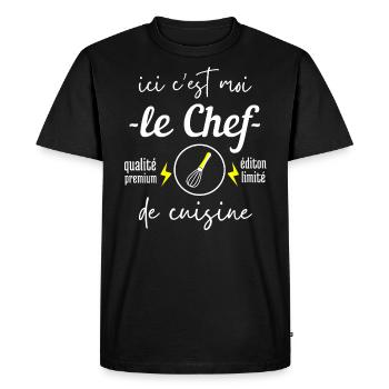 Ici c est moi le chef - T-shirt Premium bio Homme - noir - Devant - Nico (187cm)