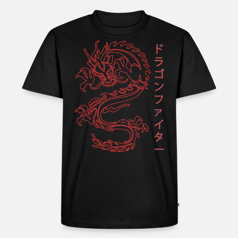 Neon Drache - Männer Premium Bio T-Shirt - Schwarz