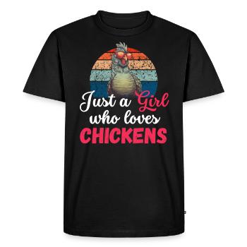 Agriculteur juste une fille qui aime les poulets Poulet rétro - T-shirt Premium bio Homme - noir - Devant - Nico (187cm)
