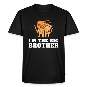 Je suis le grand frère - futur grand frère - T-shirt Premium bio Homme - noir - Devant - Nico (187cm)