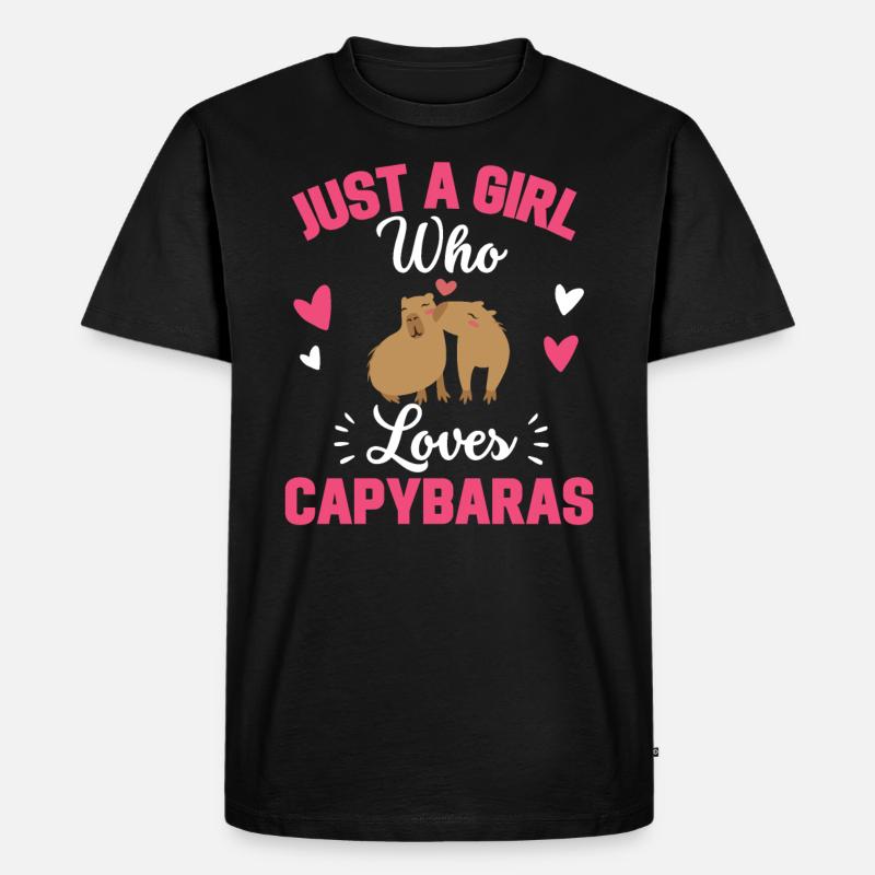 Capybara Mädchen - Männer Premium Bio T-Shirt - Schwarz